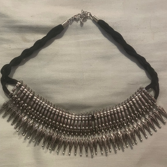 Jewelry - Brutalist modernist choker with metal dull end spikes, awesome!